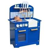 Pidoko Kids Play Kitchen, Navy Blue Toy Kitchen