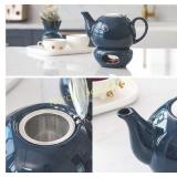DOWAN 44oz Teapot With Warmer & Stainless Steal
