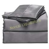 Satin Bed Sheet Set Queen Dark Gray Smooth and