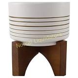 Flora Bunda Mid Century 7 inch White Gold Line