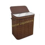**Greenco Bamboo Foldable Double Hamper, Flip-top