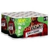 Brawny Tear-A-Square Paper Towels, 16 Rolls. New