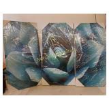 3pc canvas art succulent 23.5"x12" each piece new