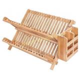 HBlife Dish Rack, Bamboo Folding 2-Tier