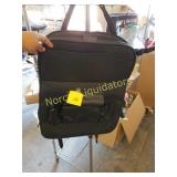 Black leather behind auto seat organizer with