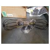 Industrial looking double bulb cage porch light.