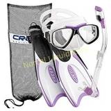 Cressi Palau Long Fins, Focus Mask, Dry Snorkel,
