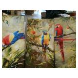 HLJ ART Original Artwork 3 Panel Abstract Macaw
