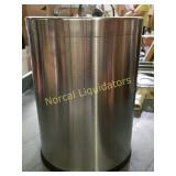 Stainless steel bathroom trash can.