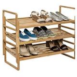 Honey-Can-Do SHO-06865 3-Tier Nesting Bamboo Shoe