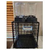 Small animal crate and dishes