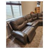 Leather sectional with electric recliners