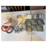 Outlet boxes wire and assorted items