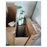 2 fluorescent light fixtures and bulb assortment