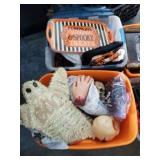4 totes full of Halloween decorations