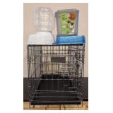 Small animal cage and dishes