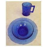 Vintage cobalt blue mother goose bown and humpty