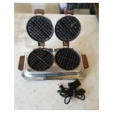 Vintage cast iron plate waffle maker