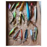 Assorted fishing lures a few rapalas