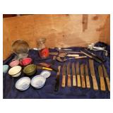 Antique Sharpelieghs knife and assorted kitchen