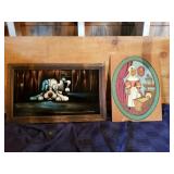 Vintage wood painting and L.Cordova velvet