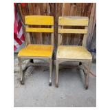 2 vintage children's classroom chairs