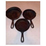 2 Wagner cast iron skillets and one usa
