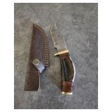 Damascus 8' hunting knife with sheath