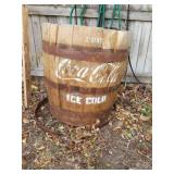 Vintage coca cola wooden barrel 25in x 27in