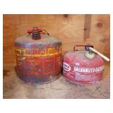 2 vintage metal gas cans