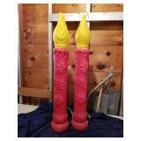 2 Vintage integrated plastic candle sticks 38in