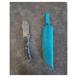 Damascus 8' hunting knife with sheath