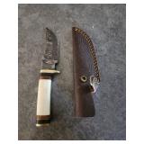 Damascus 8' hunting knife with sheath