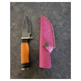 Damascus 8' hunting knife with sheath
