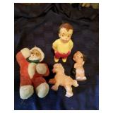 Vintage whistling boy and assorted vintage toys
