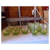 Vintage green depression glass