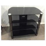 Black Glass Tiered TV Stand K10C