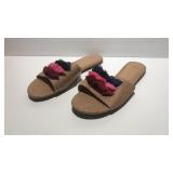 Ayana Raffia Tassle Slide Sandals (11) Q12D
