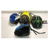 3 Bike Helmets & 1 Baseball Glove Q7B