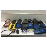 Scuba Dive Fins & Goggles T7E