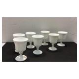 Seven Vintage Milk Glass Goblets K8C