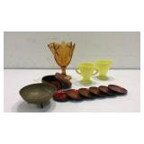 Vintage Amber Vase, Asian Coasters and More K8C