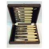 EPNS Antique Forks & Knives In Case K7A
