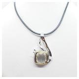 $200  Rhodium Plated Crystal Pendant Necklace