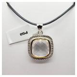 $200  Rhodium Plated Rose Quartz Necklace