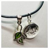 $200 S/Sil Leaf And Locket Pendant With Cord Neckl