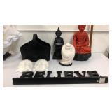 Buddha Statues w/ a Believe Sign Q8B