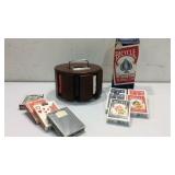 Vintage Poker Chips w/Caddy & Cards K8D