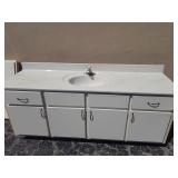72" Bathroom Vanity w/Marble Top and Cabinet
