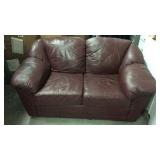 Maroon Leather Love Seat T3A